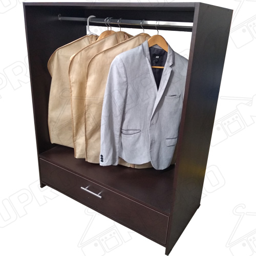 KESSER® Armario de tela resistente con barra para colgar ropa y estantes,  incluye 5 perchas