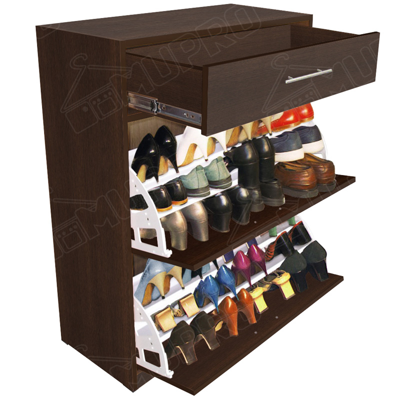 Mupro Closets y Cocinas Integrales  Zapatera para 24 pares de zapatos y  cajón (color wengue)